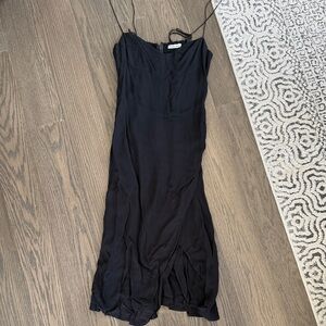 Reformation Black Slip Midi Dress